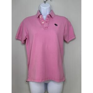 VTG Y2K Abercrombie & Fitch Women’s Polo M Pink Moose Preppy College‎ Millennial